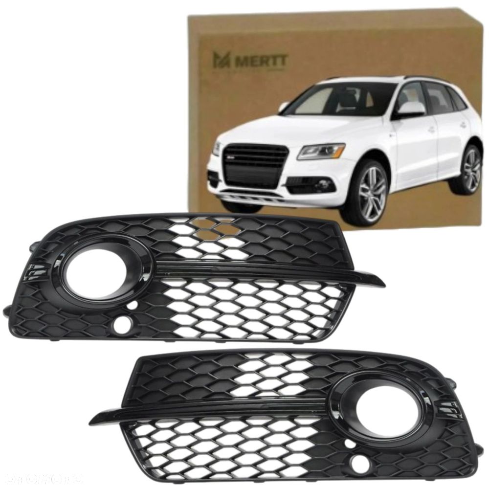 KRATKI ATRAPY zaślepkI przedniE AUDI Q5 CZARNY 12-16 S LINE PRAWA LEWA - 1