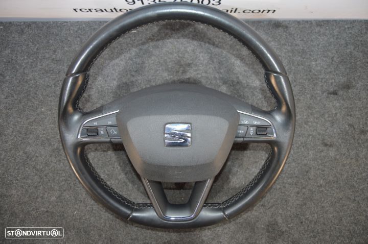VOLANTE GUIADOR COMPLETO SEAT LEON 5F PELE COMANDOS MULTIFUNÇÕES AIRBAG IBIZA 6F - 1