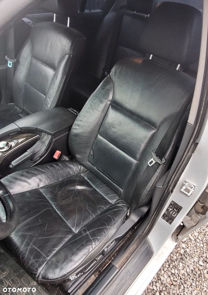 FOTEL LEWY PRZÓD PRZEDNI BMW E60 E61 EUROPA PAMIĘĆ GRZANY CZARNA SKÓRA - 1