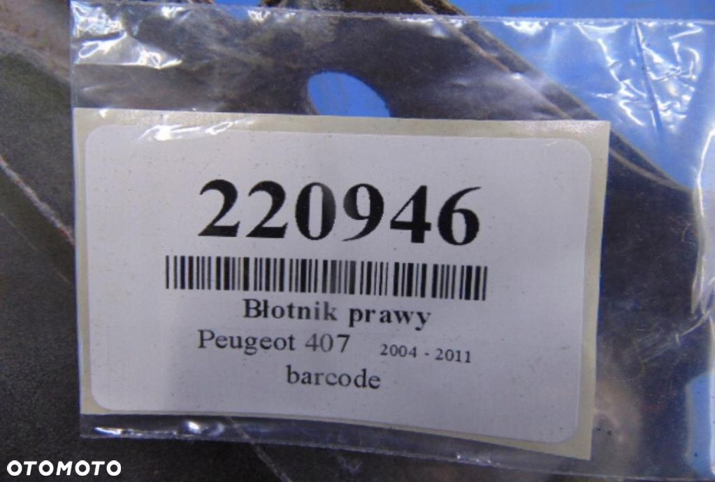 PEUGEOT 407 BŁOTNIK PRAWY STAN WIDOCZNY NA ZDJĘCIU - 6