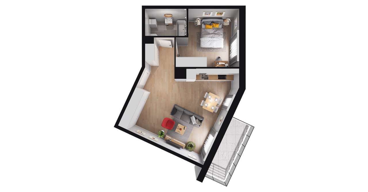 2-pokojowe mieszkanie 47m2 + balkon Bezpośrednio