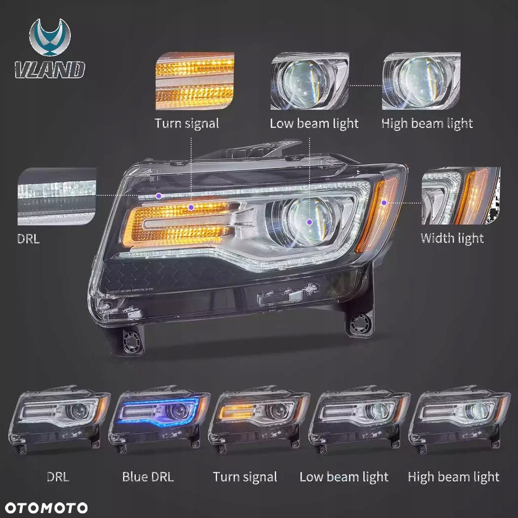 Reflektor Lampa kpl Vland Full Led Tuning Jeep Grand Cherokee WK2 2010-2013 - 5