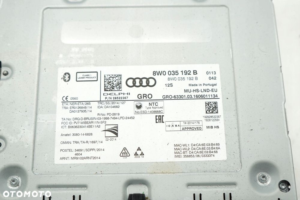 AUDI A4 B9 16R CZYTNIK NAWIGACJI KART SD 8W0035192B - 3