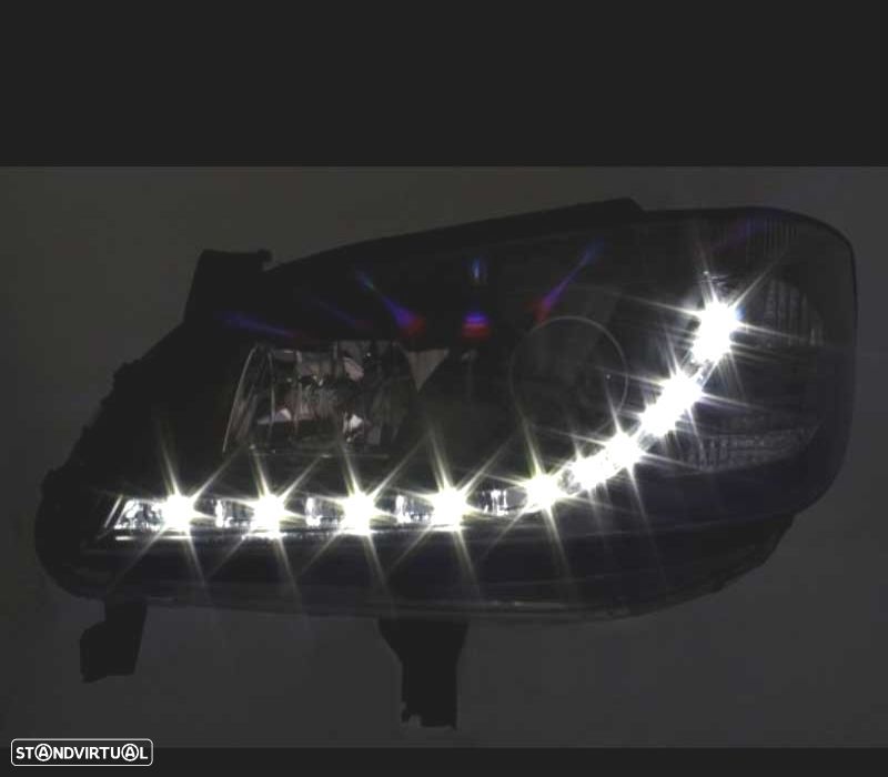 FARÓIS FRONTAIS LUZ DIURNA LED PARA OPEL ZAFIRA 99-05 PRETO - 3