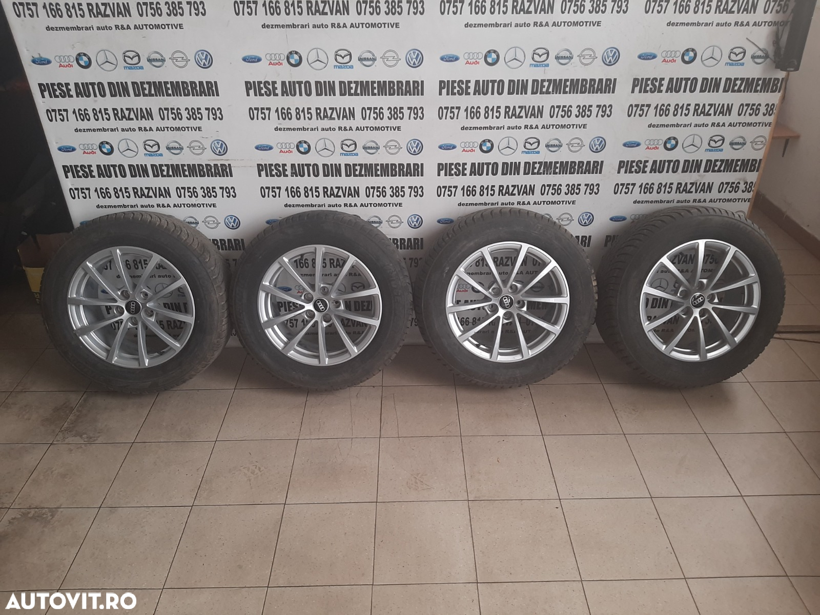 Set Jante Aluminiu R17 Audi A6 4K C8 A7 A5 A4 Q3 Q5 Etc. 5x112 Anvelope Dot 3620 225/60R17 M+S Cu Fulg - 5