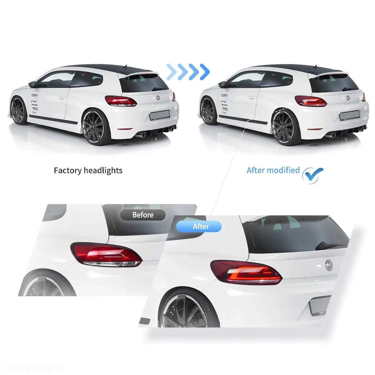 Lampy tyl ne kpl Vland Full Led Neon Diody Tuning VW Scirocco 1k8 2008-2014 - 8