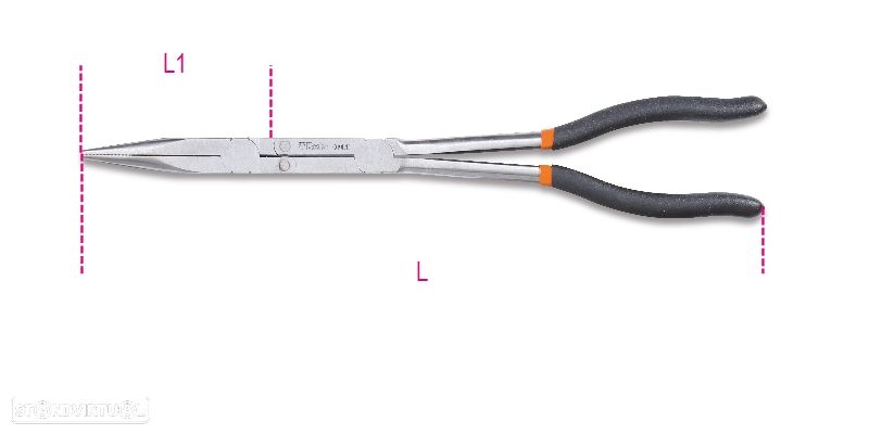beta set of 2 extra-long knurled double swivel nose pliers 55000169 - 3