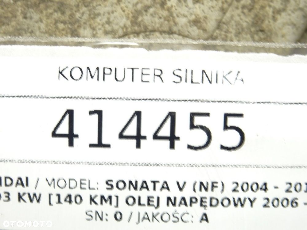 KOMPUTER SILNIKA  HYUNDAI SONATA V (NF) 2004 - 2014 2.0 CRDi 103 kW [140 KM] olej napędowy 2006 - - 5