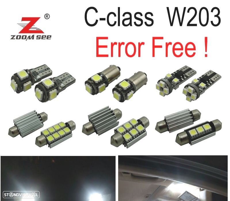 KIT COMPLETO DE 17 LÂMPADAS LED INTERIOR PARA MERCEDES CLASE C W203 C180 C200 C220 C230 C240 C280 C - 1