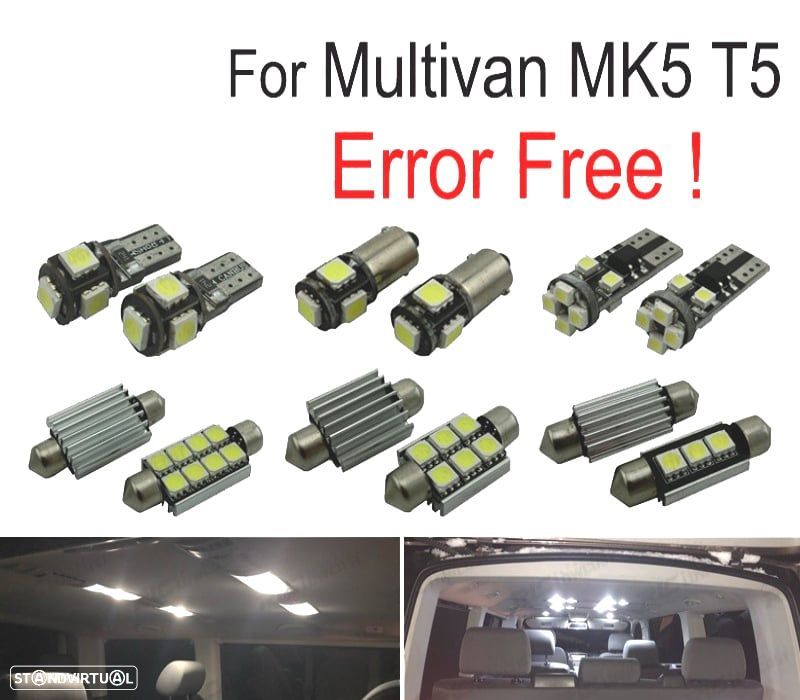 KIT COMPLETO 18 LAMPADAS LED INTERIOR PARA VOLKSWAGEN VW MULTIVAN MK5 T5 03-15 - 1