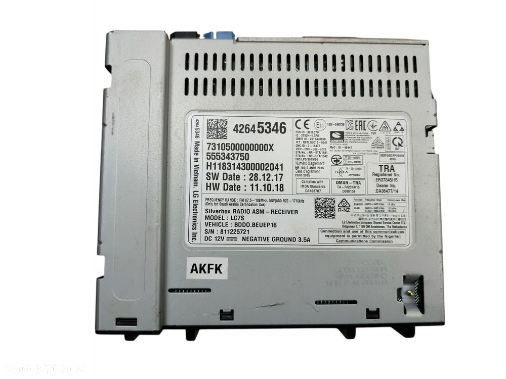 MODUŁ RADIA NAWIGACJI SILVERBOX OPEL ASTRA V K 42645346 555343750 - 2
