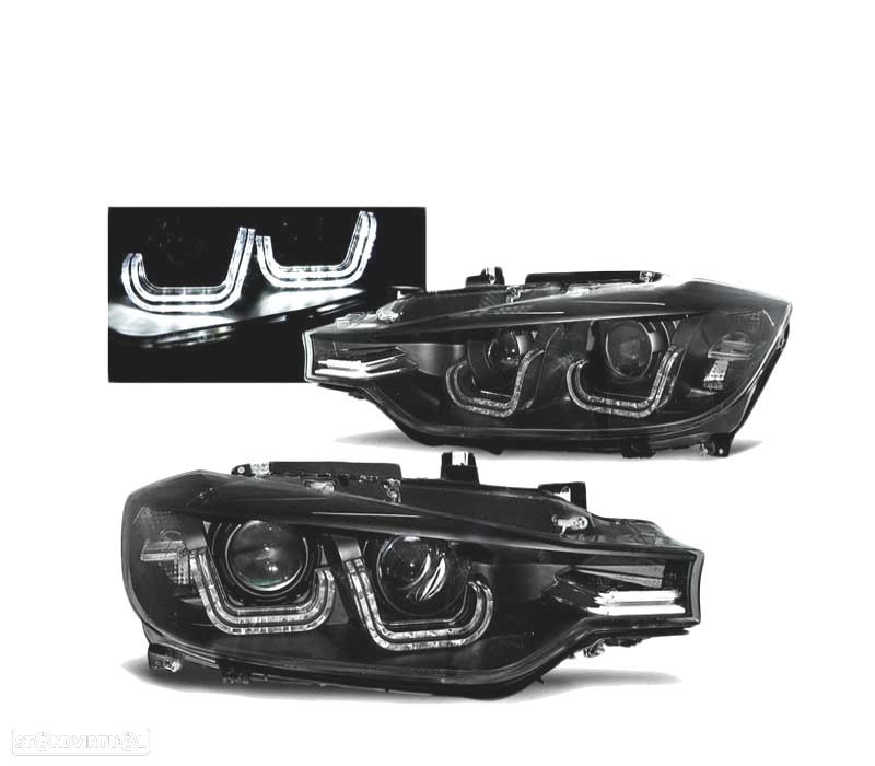 FARÓIS LED PARA BMW F30 F31 11-15 TRU DRL PRETO - 1
