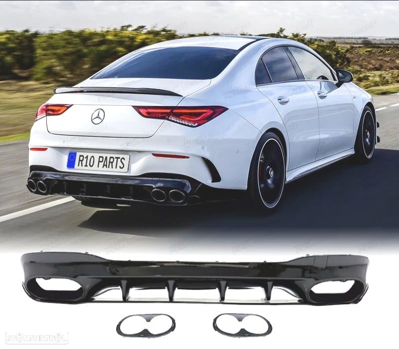 DIFUSOR MERCEDES CLASE CLA W118 AMG 19- LOOK AMG CLA45 PRETO BRILHANTE - 1