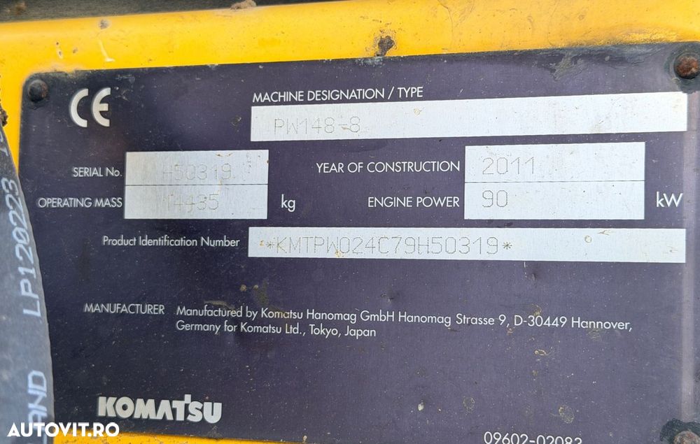 Komatsu PW148-8 Excavator pe Roti - 5