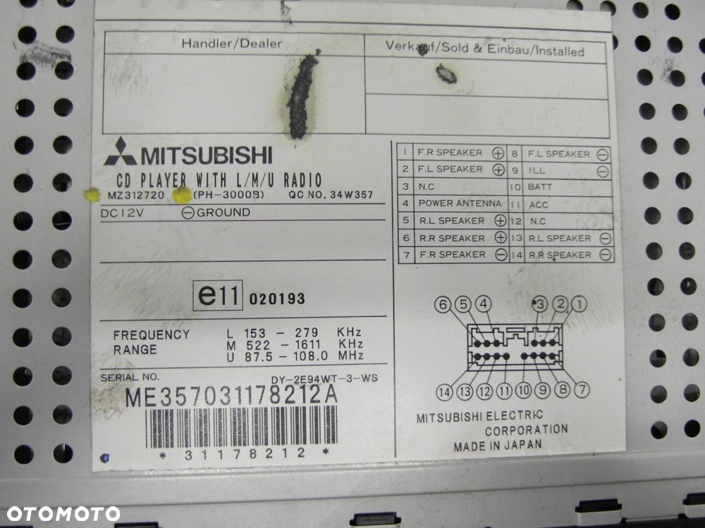 RADIO MITSUBISHI SPACE STAR MZ312720 - 7