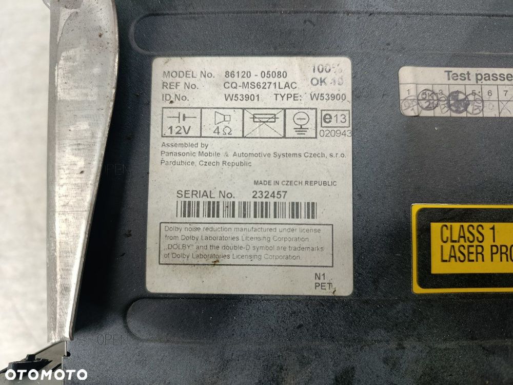 RADIO FABRYCZNE TOYOTA AVENSIS II T25 55902-05050-G   86120-05080 - 2