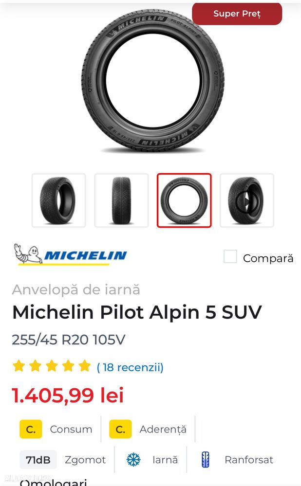 Vand anvelope iarna MICHELIN Pilot Alpin 255/45R20 - DOT 22 - 8