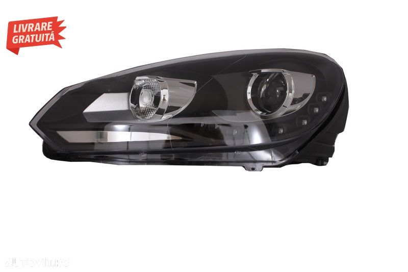 Faruri LED VW Golf 6 VI (10.2008-2012) DAYLIGHT DRL GTI Look Negru- livrare gratuita - 4