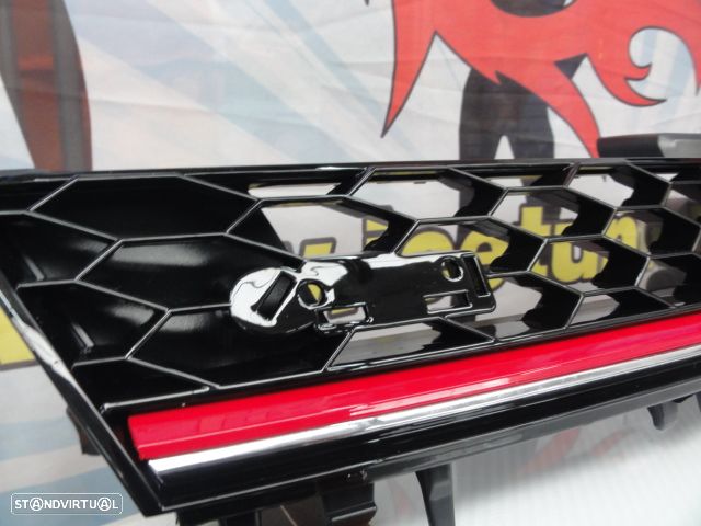 Grelha frontal com espaço para símbolo em preto piano brilhante com risca vermelha para VW golf 7 12-17 GTI LOOK em plástico ABS - 3
