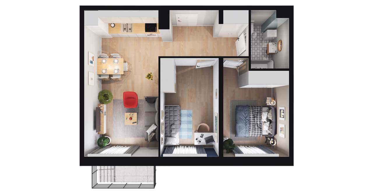 3-pokojowe mieszkanie 52m2 + balkon Bezpośrednio - Pełny obrazek: 2/10