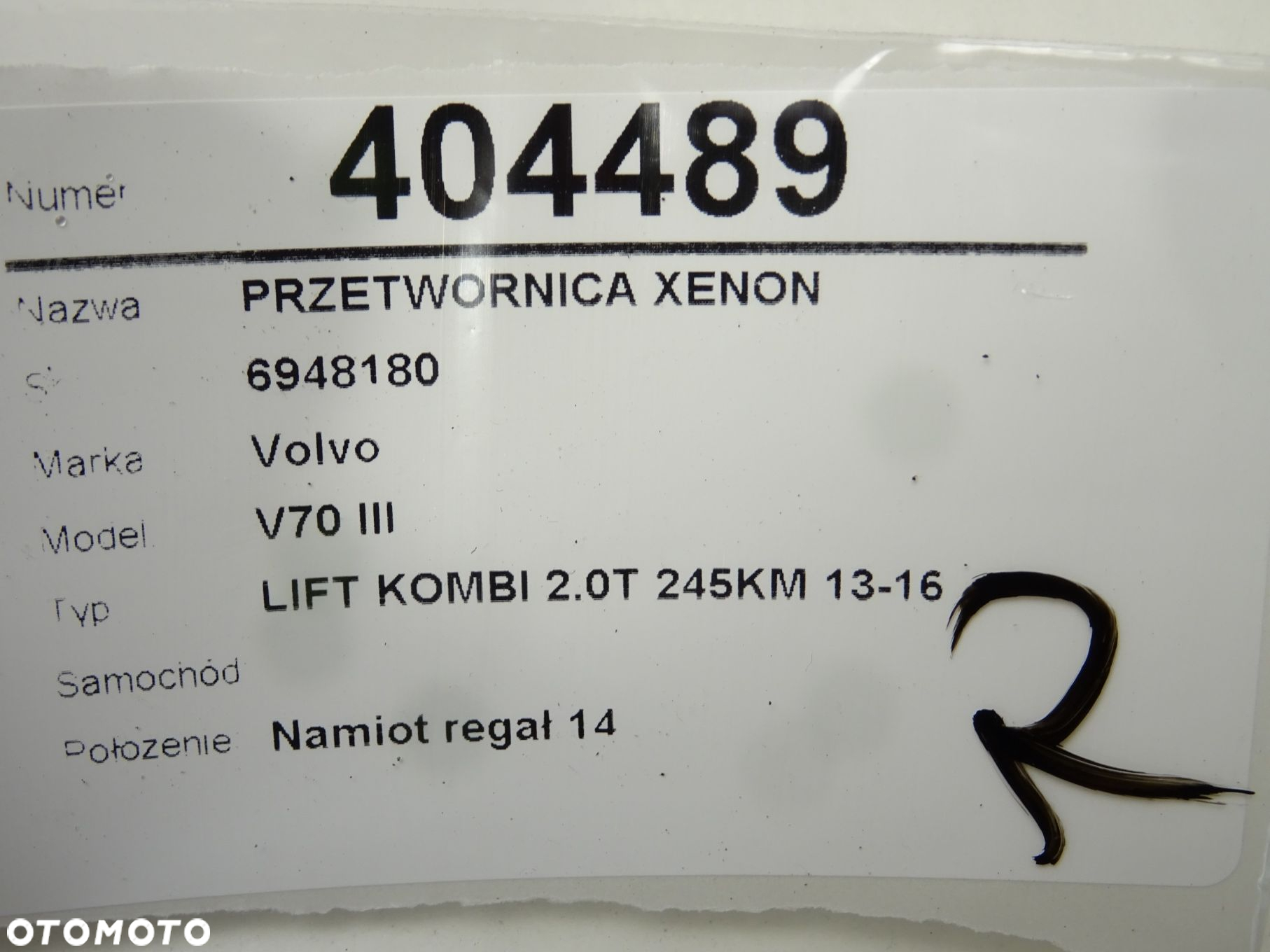 PRZETWORNICA XENON - 130.00 PLN - VOLVO V70 III (135) 2007 - 2016 T5 180 kW [245 KM] benzyna 2013 - - 4