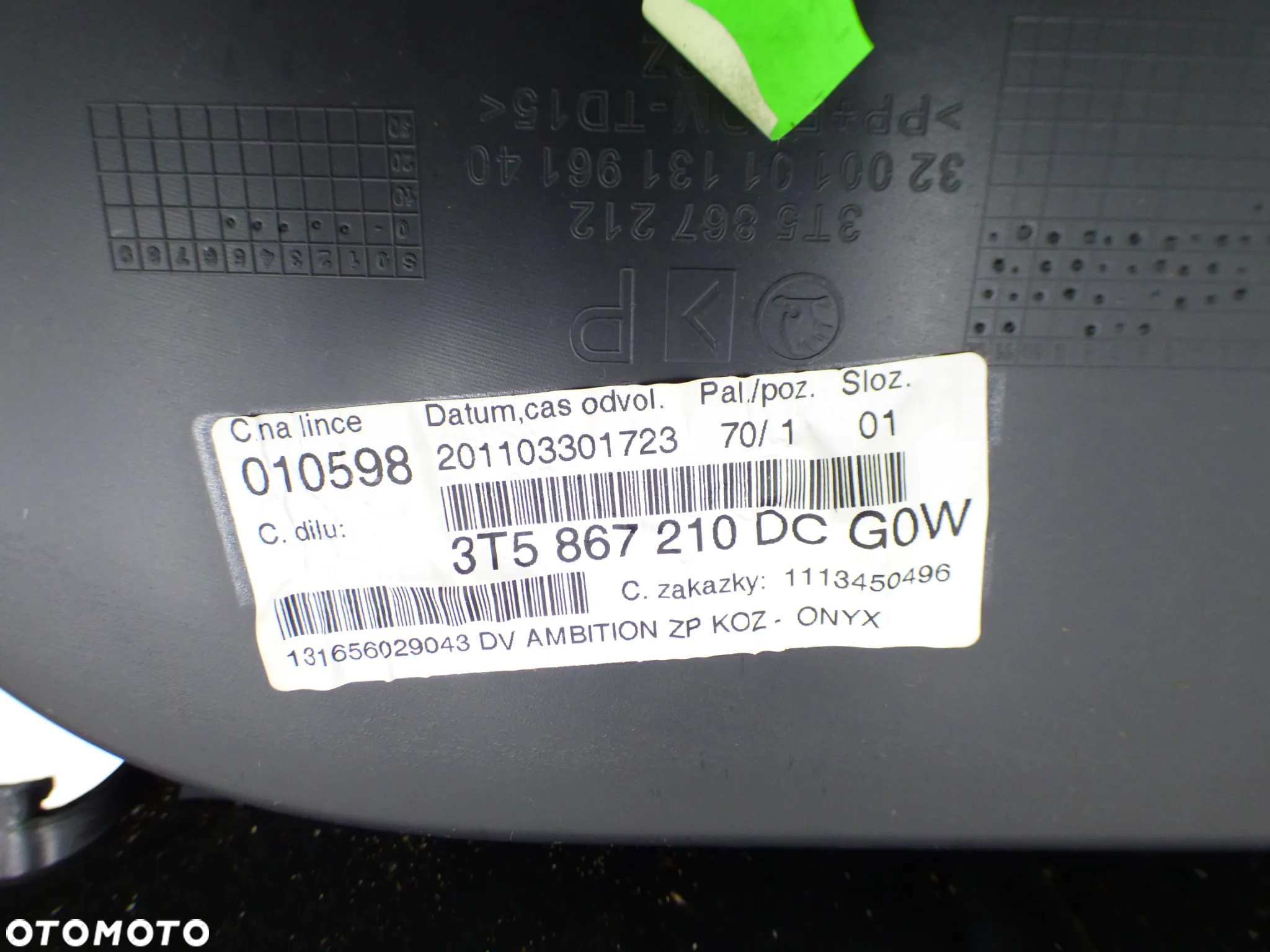 SKODA SUPERB II 2 BOCZEK DRZWI PRAWY TYŁ TAPICERKA 3T5867210DC B667 - 5