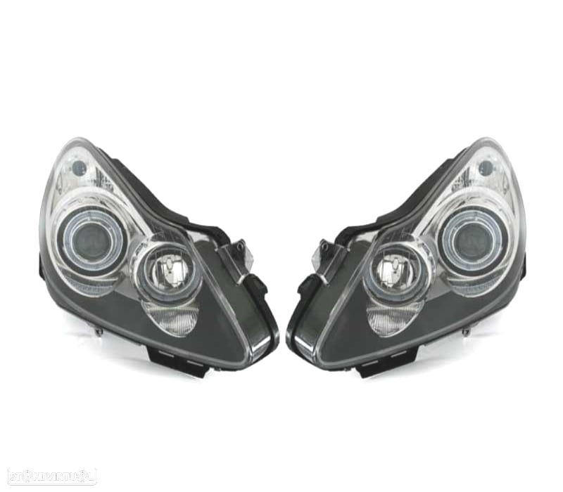 FARÓIS FRONTAIS PARA OPEL CORSA D ANGEL EYES 06 FUNDO PRETO - 1