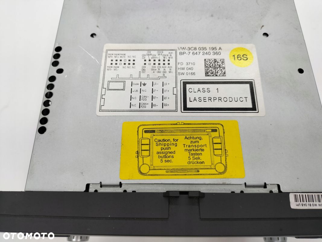 RADIO VW GOLF V TOURAN PASSAT 3C8035195A - 2