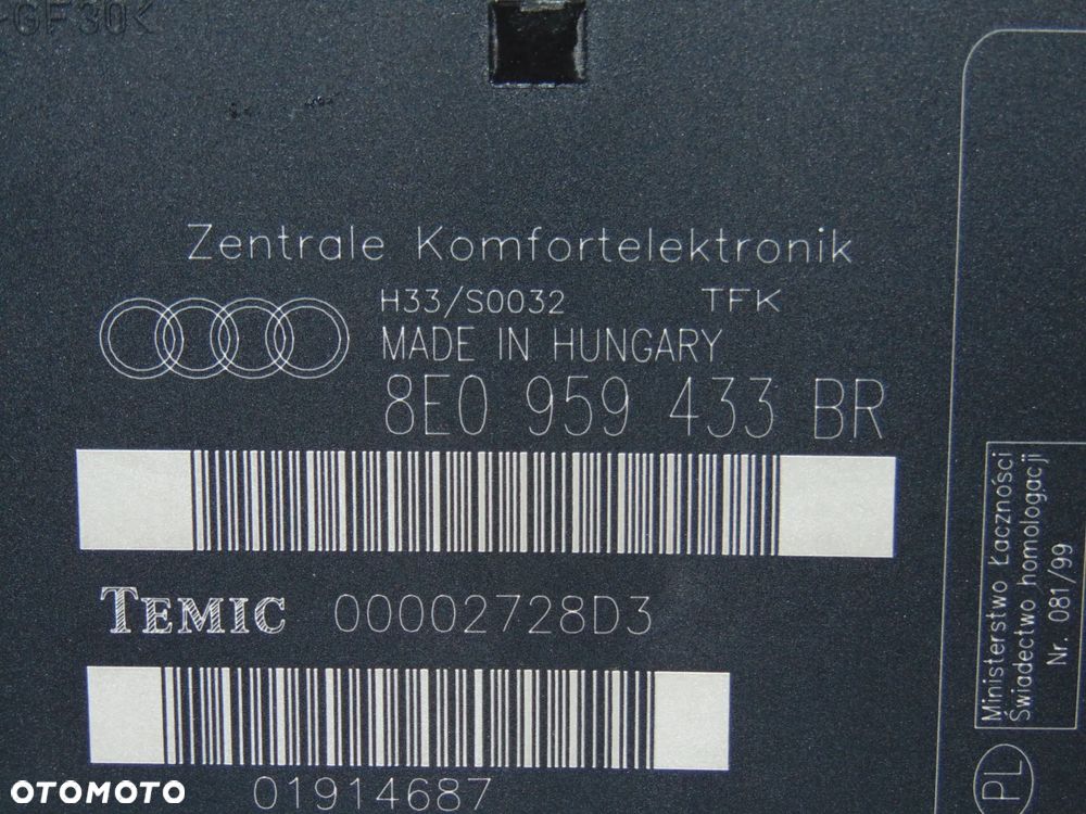 ORYGINAŁ moduł komfortu 8E0959433BR Audi A4 B7 , 04-08r - 2