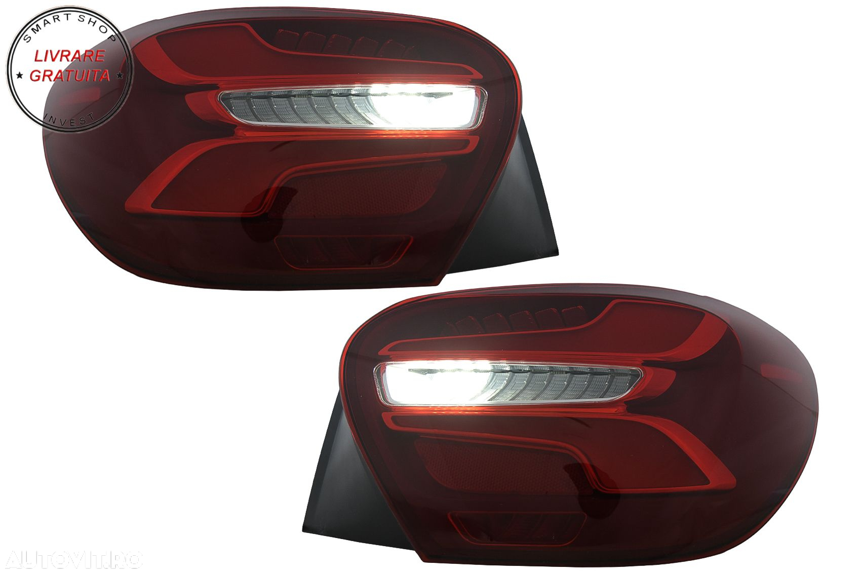 Stopuri LED Mercedes A-Class W176 (2013-08.2015) Facelift Design Rosu cu Semnal Di- livrare gratuita - 15
