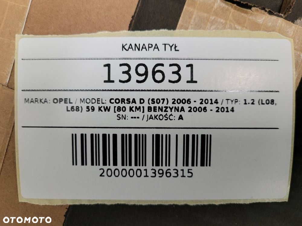 KANAPA TYŁ TYLNA SIEDZENIA OPARCIE OPEL CORSA D 3D - 10