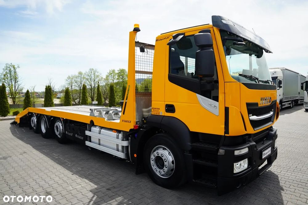 Iveco STRALIS 420 / 8X4 / LAWETA / PLATFORMA 10 M / NAJAZDY HYDRAULICZNE / 2 OSIE PODNOSZONE I SKRĘTNE / CAŁA NA PODUSZKACH / KAMERA / - 3