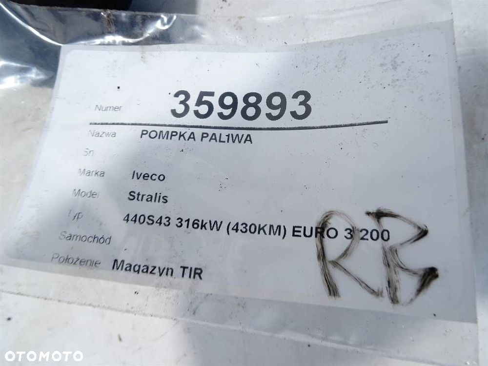 POMPKA PALIWA  IVECO STRALIS I 2002 - 2022 AS 440S43 316 kW [430 KM] 4x2 2002 - 5
