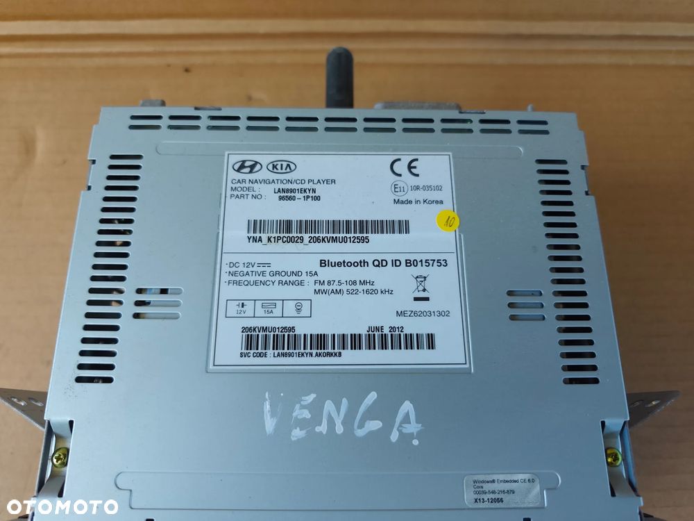 KIA VENGA 09- RADIOODTWARZACZ RADIO NAWIGACJA 96560-1P100 - 4
