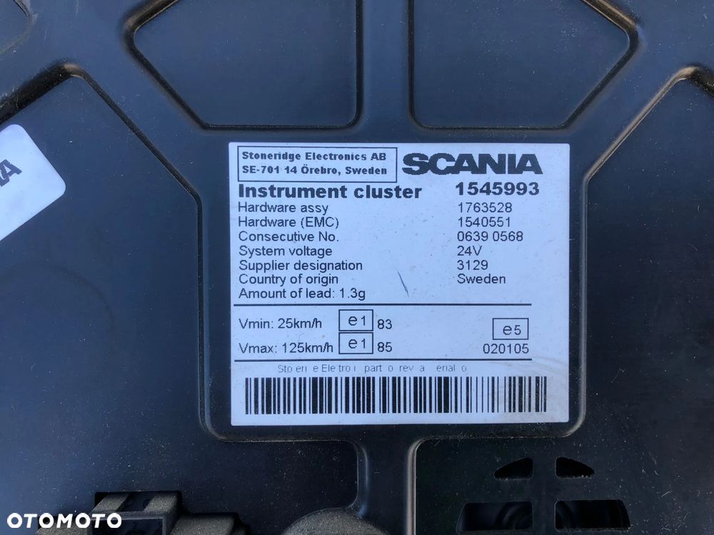 LICZNIK ZEGARY ZEGAR WYŚWIETLACZ SCANIA 1545993 - 2