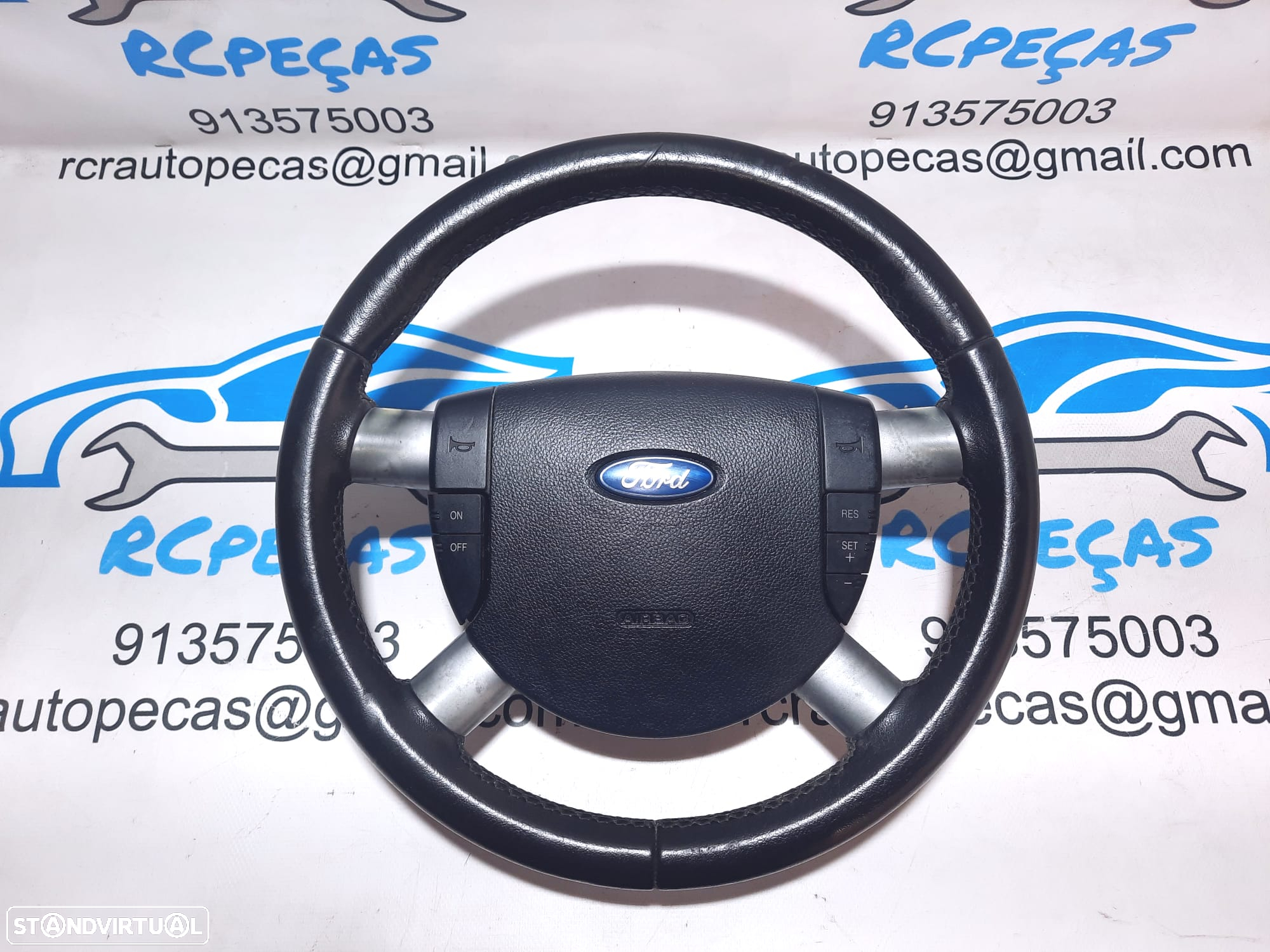 VOLANTE GUIADOR COMPLETO FORD MONDEO III 3 MK3 3S713599DCW 3S713599G PELE COMANDOS MULTIFUNÇÕES AIRBAG - 8