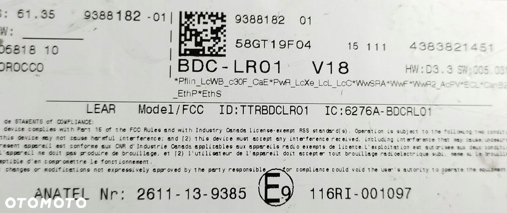 M54 MODUŁ STEROWNIK BDC FEM BMW X1 F48 9388182 - 3