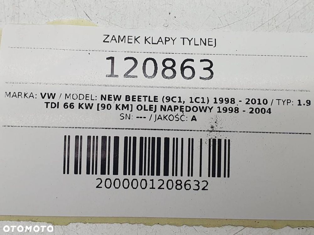 KLAMKA ZNACZEK KLAPY TYŁ NIEBIESKI VW NEW BEETLE 1C0853630D - 8