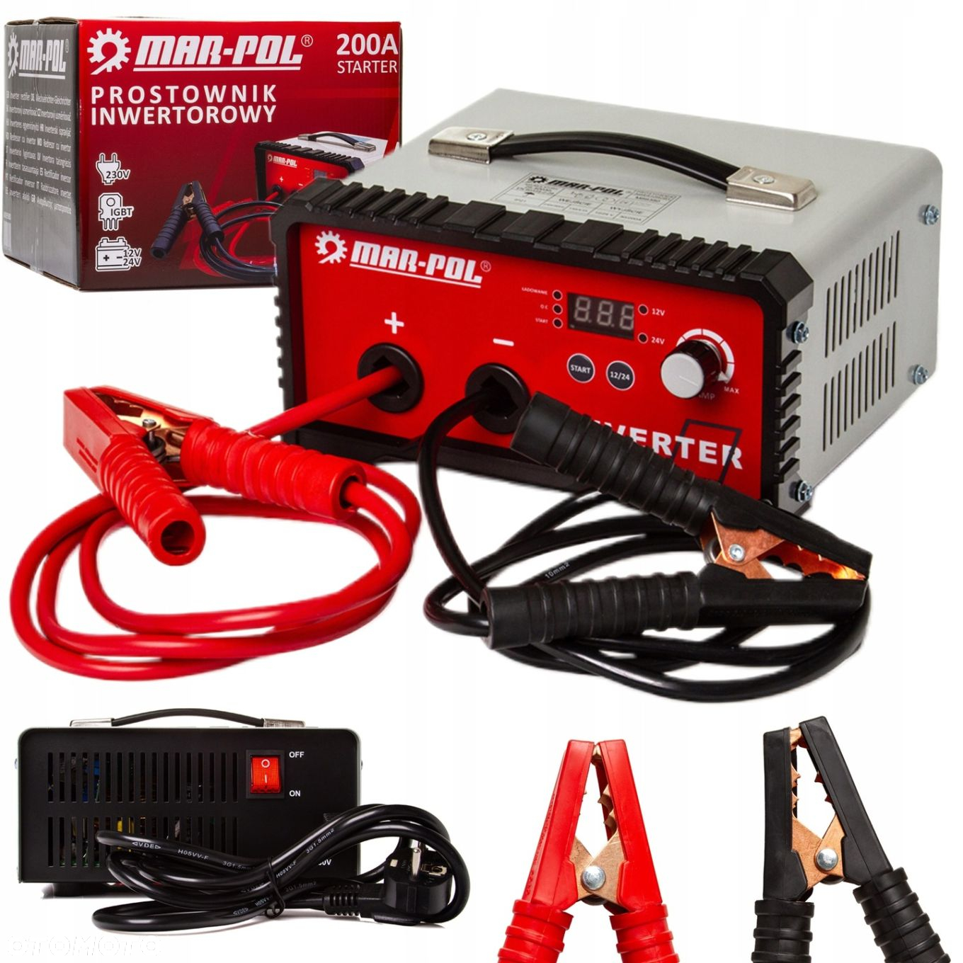 PROSTOWNIK INWERTOROWY 12V 24V ROZRUCH ŁADOWANIE AKUMULATORÓW 200A M89380 - 14