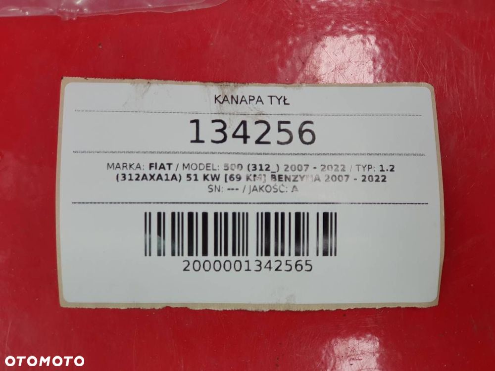 KANAPA TYŁ FIAT 500 2008 OPARCIE SIEDZISKO EUROPA - 9