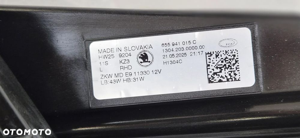 LAMPA LEWA SKODA KAMIQ ,,CRYSTAL LIGHTING,, LIFT 2023- 655941015C - 11