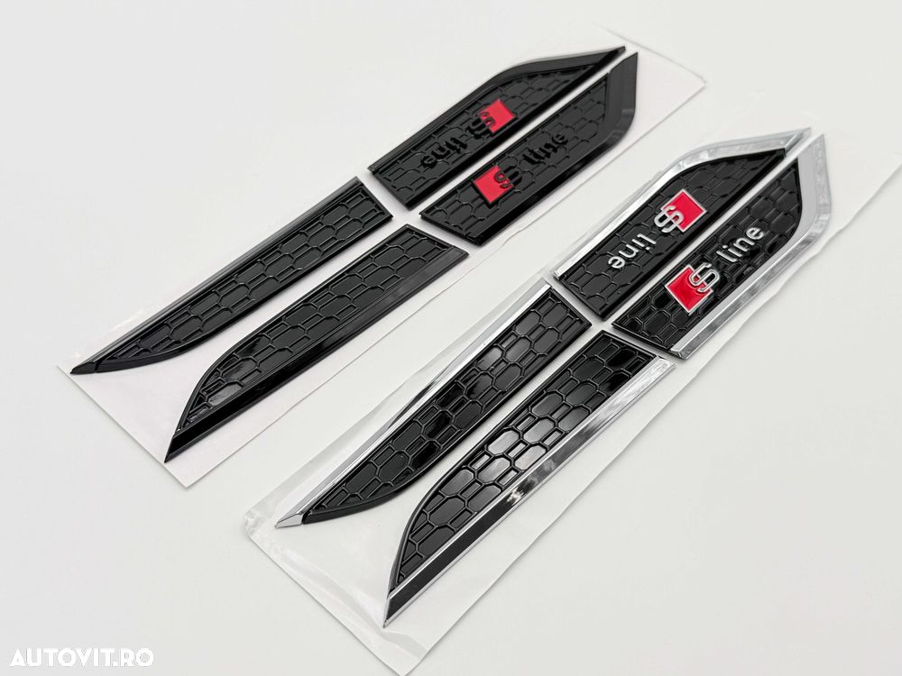 Set Embleme Compatibile Audi A5 S-line F05 aripa/usa crom/negru - 3