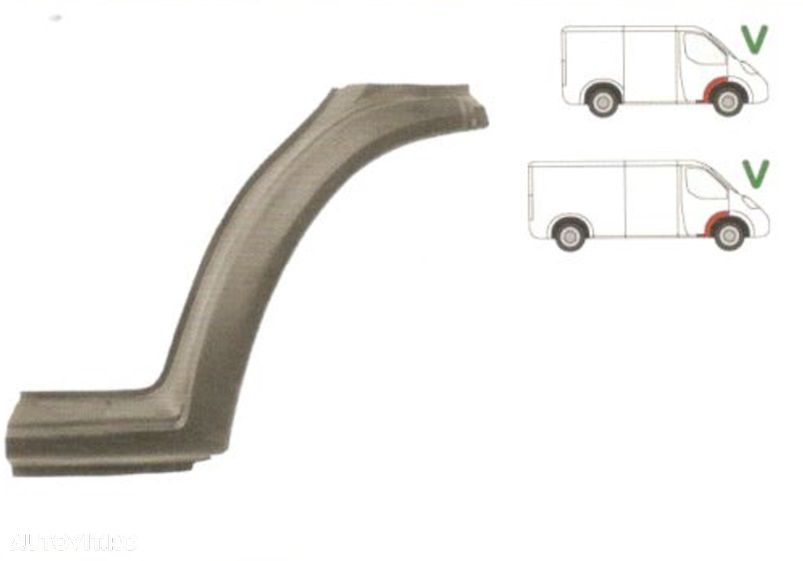 Segment reparatie aripa fata exterior Ford Transit 1991-2000, Partea Dreapta, Fata, in partea din spate a aripii, cu parte din prag, prag din metal - 1