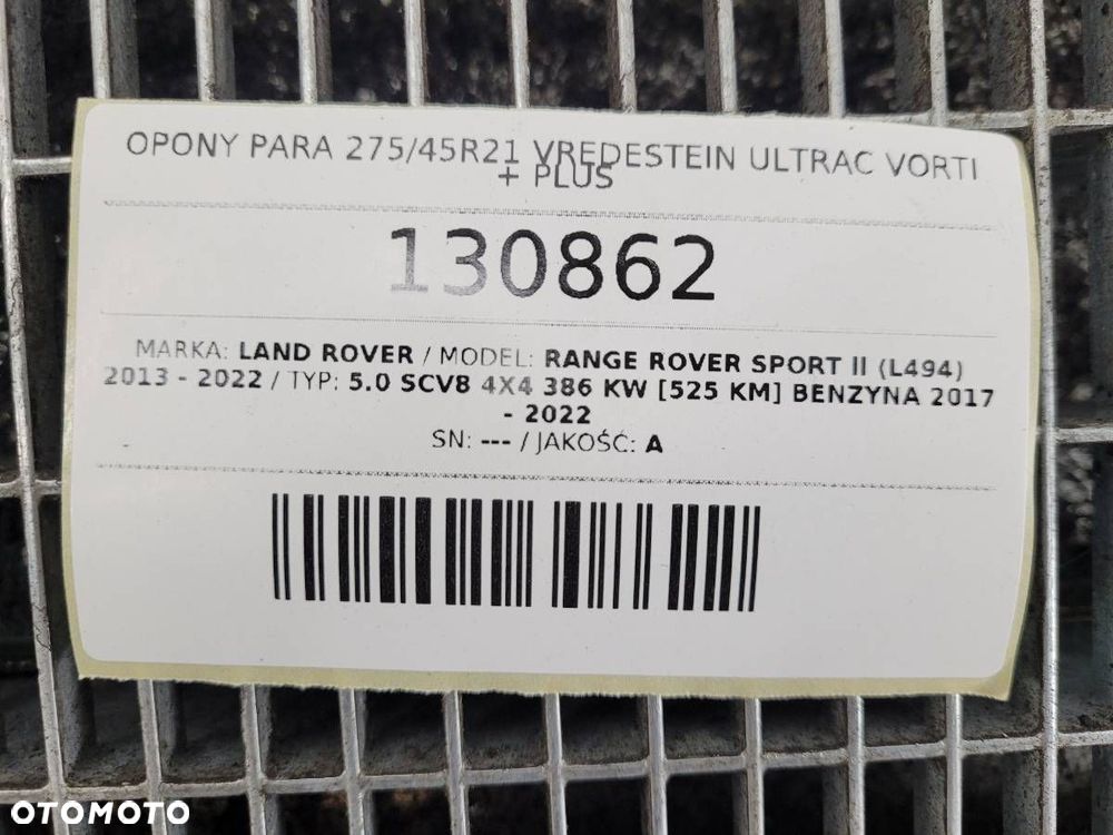 OPONY PARA 275/45R21 Vredestein Ultrac Vorti + PLUS 0922 - 16