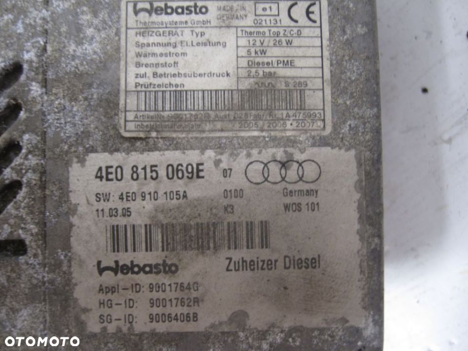 AUDI A8 D3 3.0 TDI WEBASTO DIESEL 4E0815069E - 3