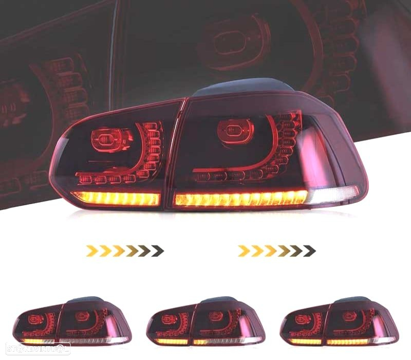 FAROLINS VOLKSWAGEN VW GOLF 6 R LOOK FULL LED DINÂMICOS VERMELHO - 2