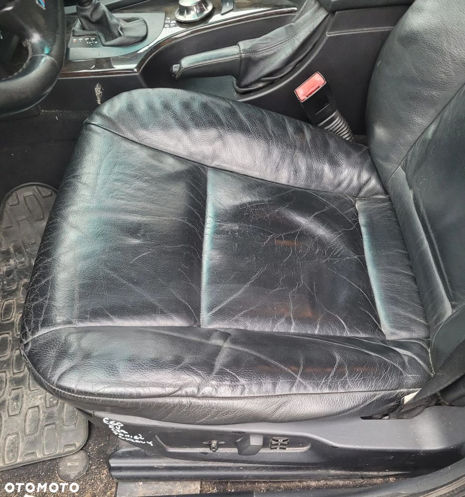 FOTEL LEWY PRZÓD PRZEDNI BMW E60 E61 EUROPA PAMIĘĆ GRZANY CZARNA SKÓRA - 2