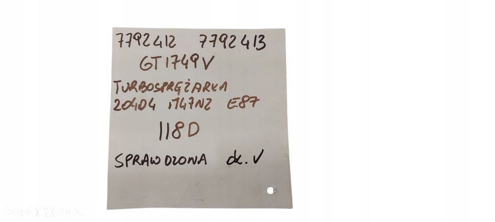 Bmw E87 Turbosprężarka M47N2 204D4 118D 7792412 7792413 - 8