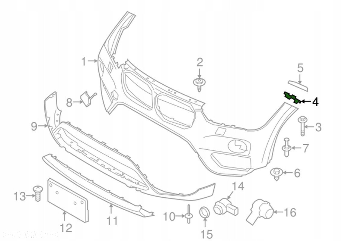 ŚLIZG MOCOWANIE ZDERZAKA UCHWYT BMW X1 F48 LIFT F48 LEWY DOLNY 51117354769 - 2