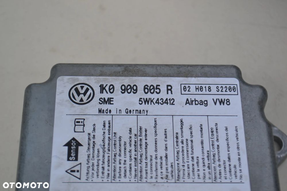 VW SEAT AUDI SKODA STEROWNIK PODUSZEK POWIETRZNYCH SENSOR AIRBAG 1K0909605R - 3